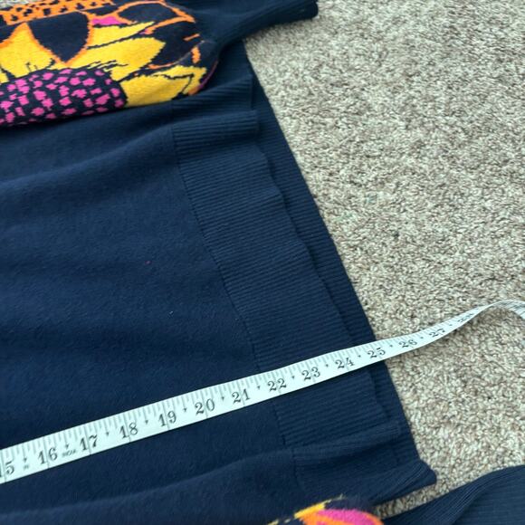 Jodiful Women’s Floral Balloon Sleeve Sweater S Colorblock Navy Pink Mock Neck - Picture 9 of 11